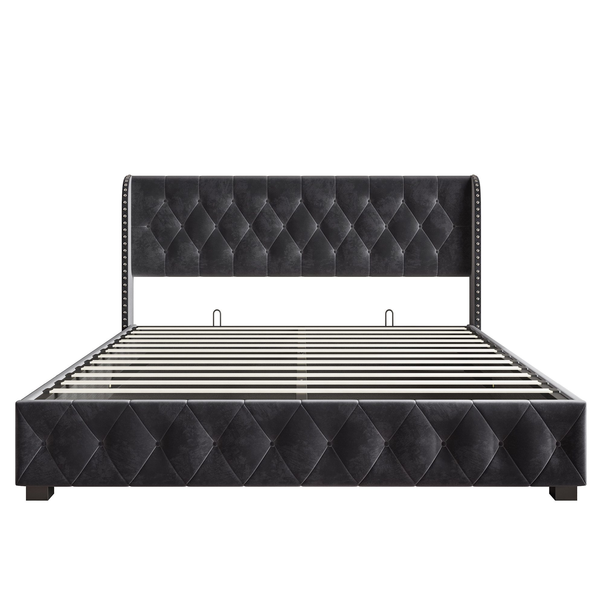 Gdood Polsterbett Stauraumbett Doppelbett Samtstoff, Nietendesign (1-tlg., günstig online kaufen