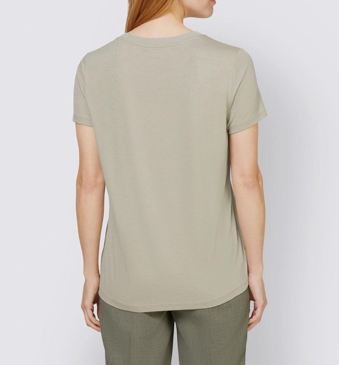 helltaupe-bedruckt Rundhalsshirt LINEA Designer-Blusenshirt, heine TESINI Damen