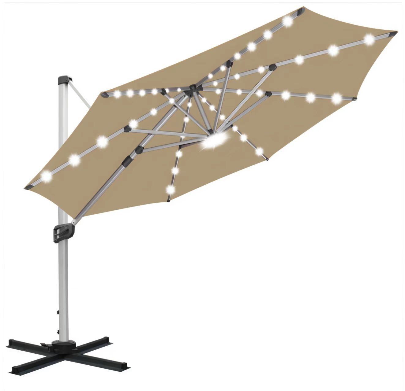RANSENERS Sonnenschirm MID350R,Ampelschirm Ø350cm mit Solar-LED, günstig online kaufen