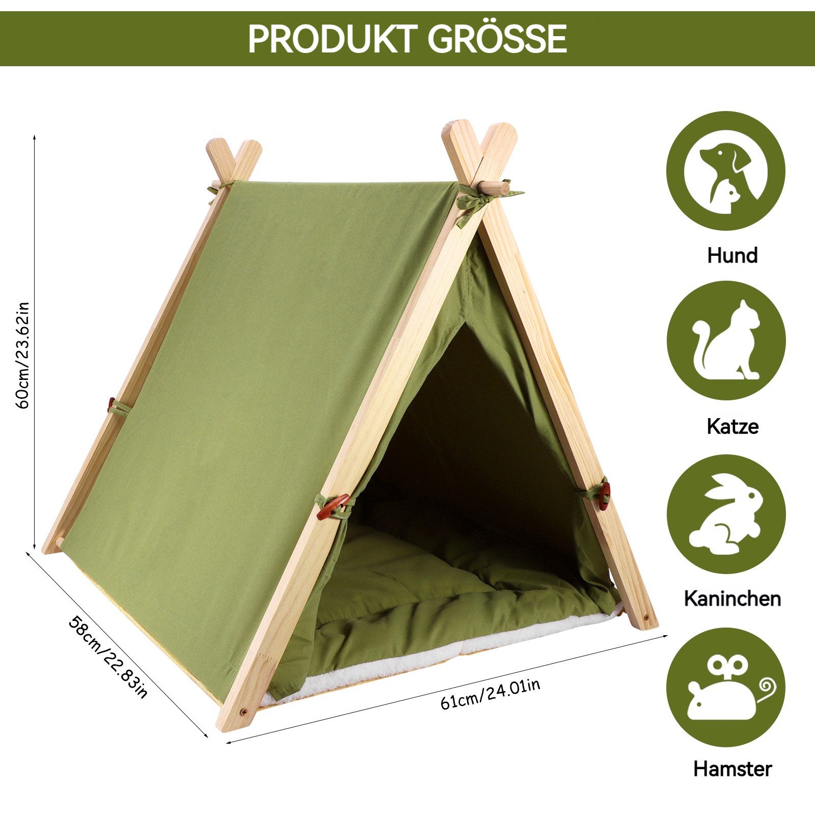 BlingBin Tierbett Tipi Zelt für Haustiere mit Kissen Haustierzelt für Hunde günstig online kaufen