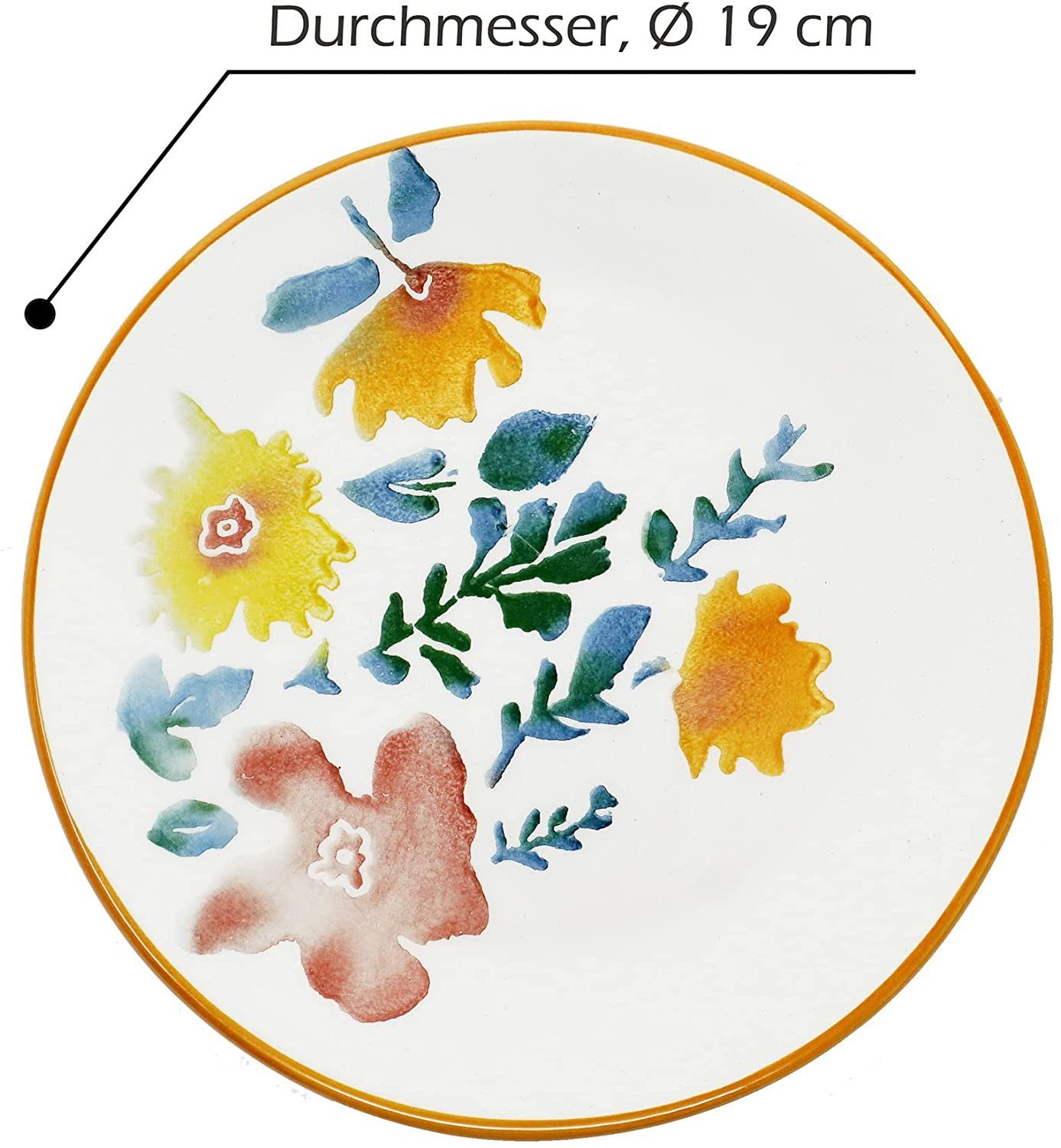 Lashuma Teller Blütenfest, (4 St), Essteller Ø 19 cm, Kuchenteller im Keramik Set
