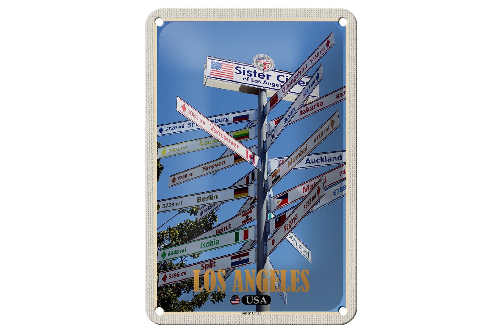 Metallschild Reise 12x18cm Los Angeles USA Sister Cities Schilder