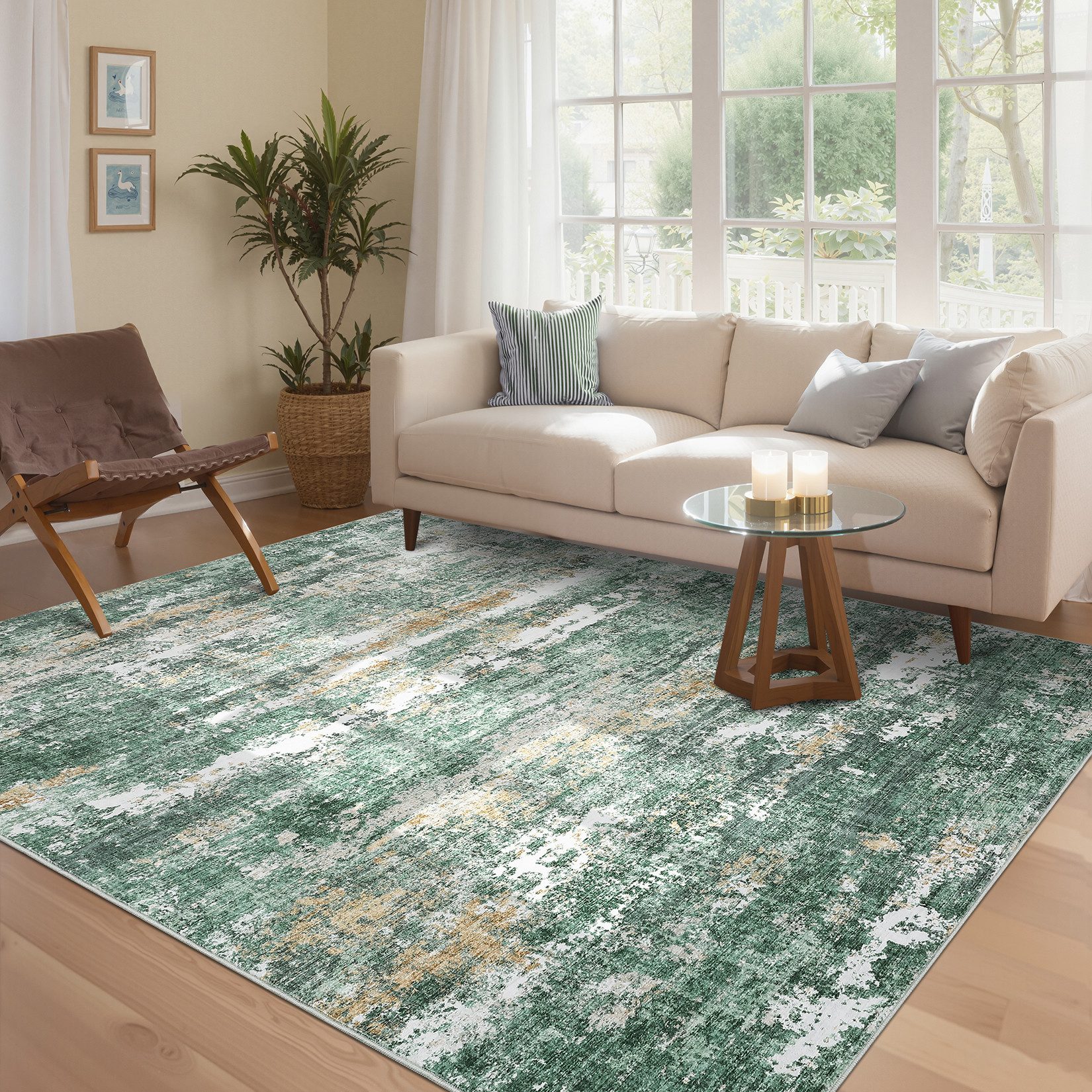 GarveeMore Teppich Moderner Abstrakter Teppich mit Künstlerischem Design für Wohnzimmer, rechteckig, Höhe: 5 mm