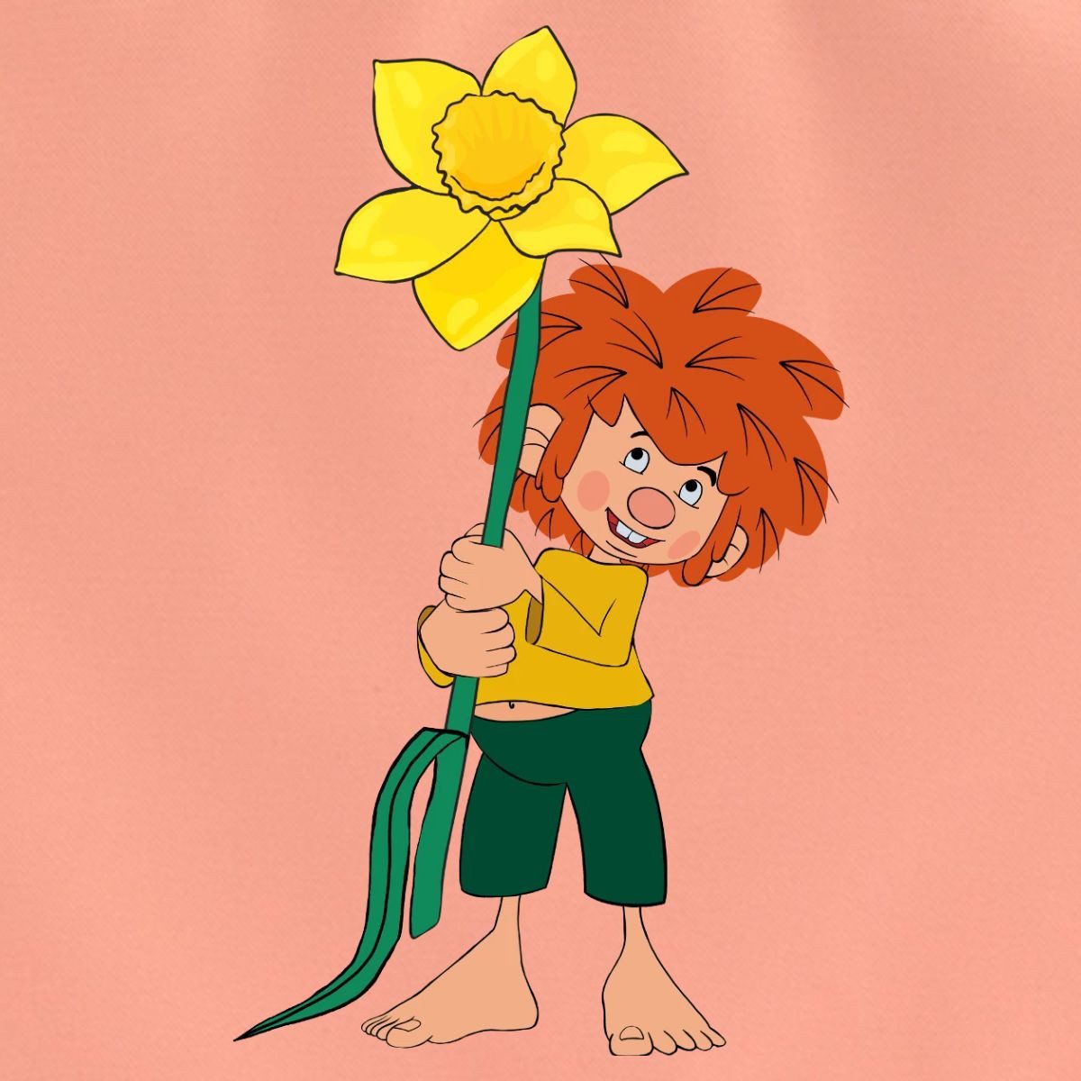 Spreadshirt Rucksack Pumuckl Design Mit Gelber Blume Rolltop Rucksack mit 2 Griffen (1-tlg)