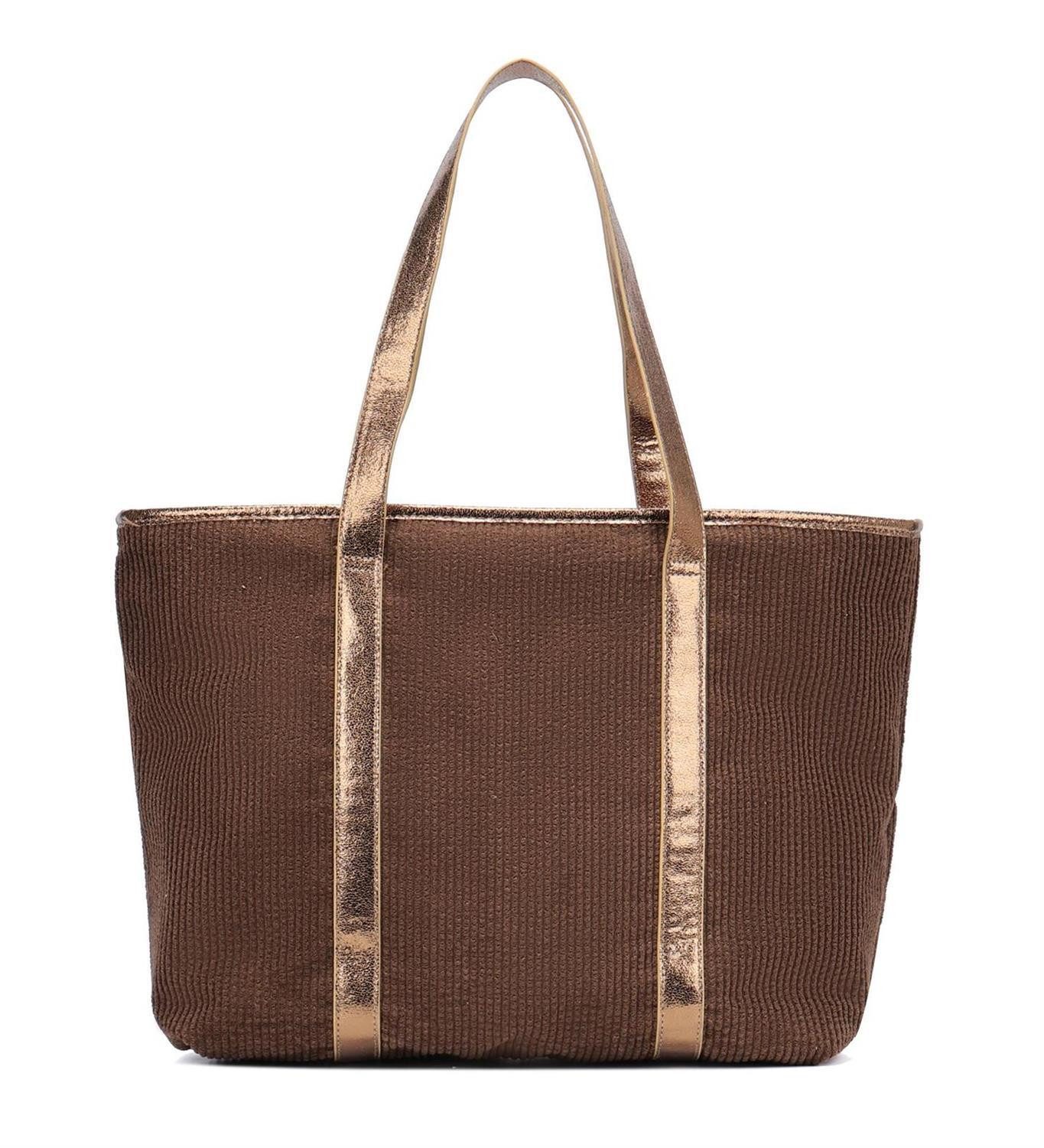 Schultertasche Damen Cordtasche Shopper Tote Bag Handtasche Umhängetasche Metallic