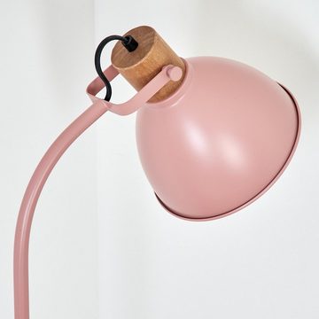 hofstein Stehlampe moderne Stehlampe aus Metall/Holz in Rosa/Natur, ohne Leuchtmittel, verstellbar mit Schirm (20cm) und Fußschalter, Höhe max. 151cm, 1xE27