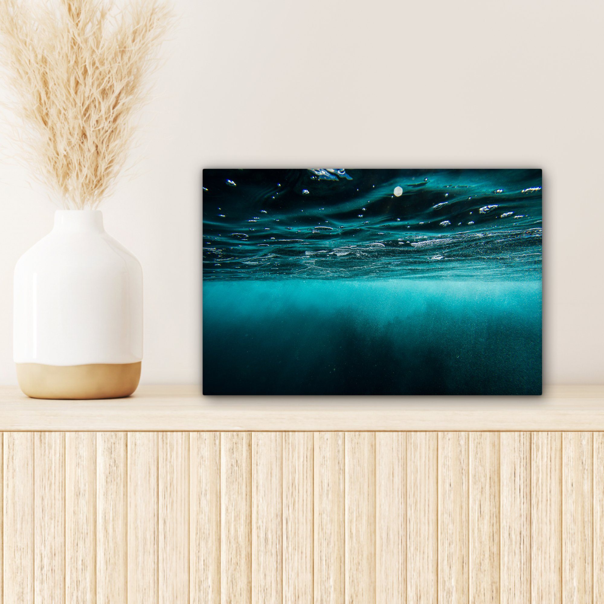 Leinwandbilder, Wandbild Leinwandbild Meer Aufhängefertig, Blau, - (1 OneMillionCanvasses® 30x20 Wanddeko, - Unterwasser cm St),