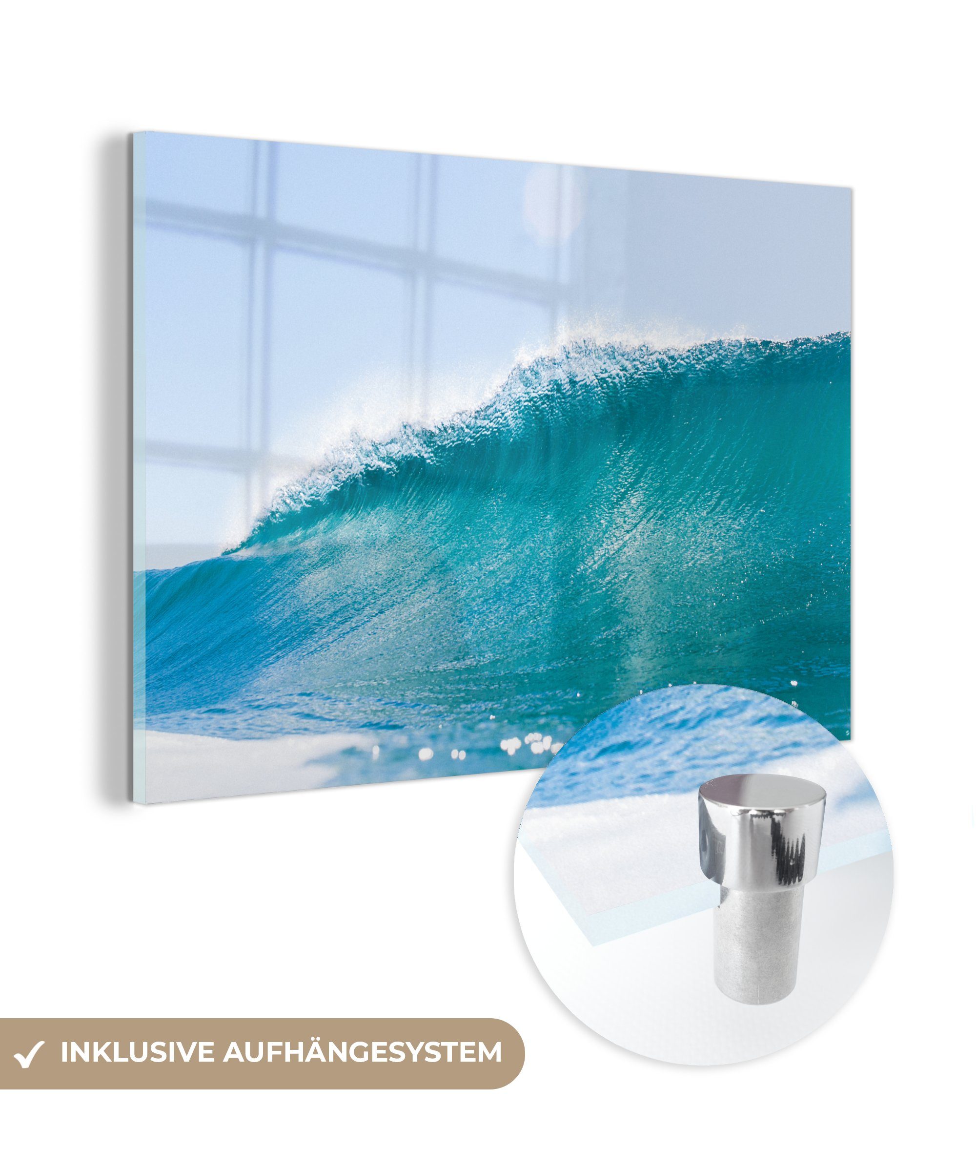 MuchoWow Acrylglasbild Meer - Golf - Blau, (1 St), Glasbilder - Bilder auf Glas Wandbild - Foto auf Glas - Wanddekoration