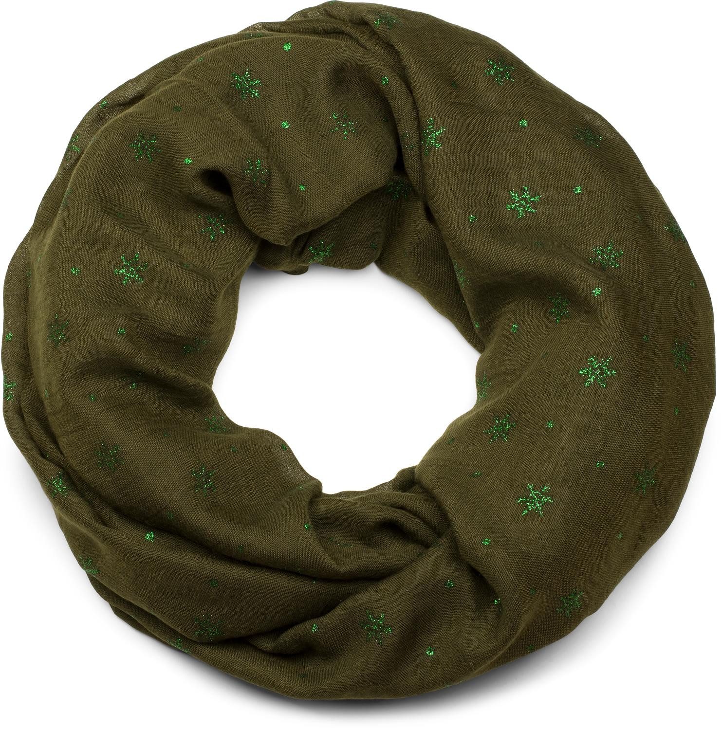 styleBREAKER Loop Loop mit glitzerndem Schneeflocken Print, (1-St)