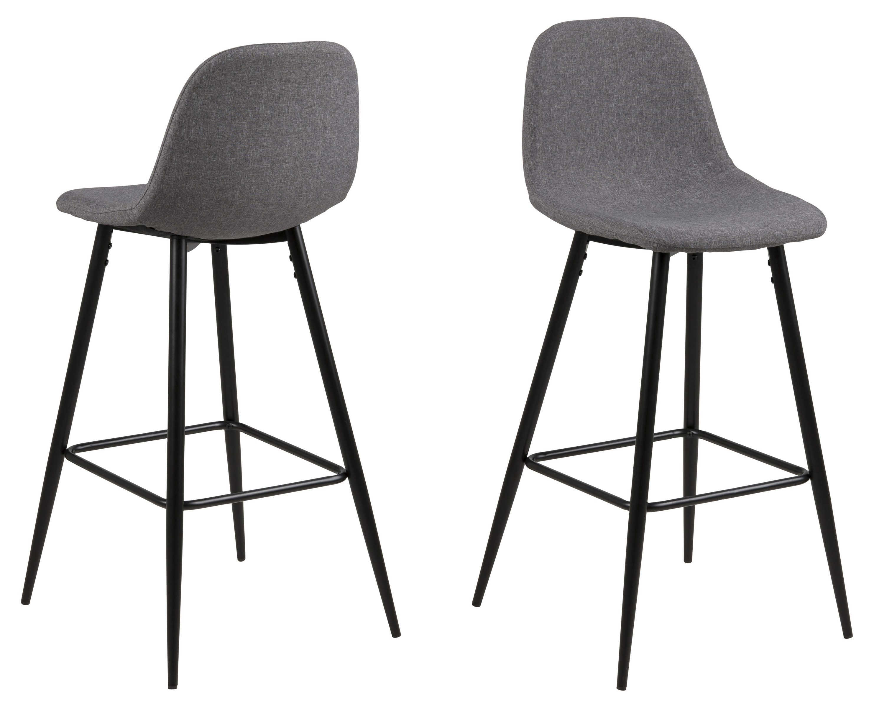 Barhocker (2er-Set) in Grau, Stoff, Stahl - 43,5x91x48,5cm (BxHxT)