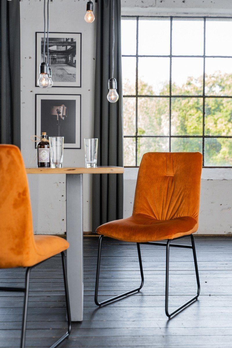 KAWOLA Esszimmerstuhl ZITA, Stuhl Velvet, 1 oder 2 Stück, verschiedene Farben orange