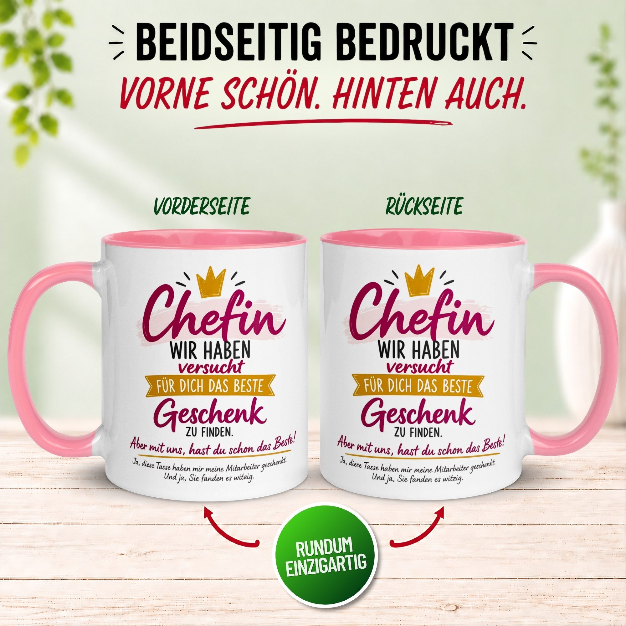 Momentals Tasse Chefin Geschenk „Wir haben versucht das beste Geschenk zu finden“, Gratis Versand · Links-&Rechtshänder · Spülmaschinenfest – Bild 4 von 5
