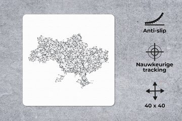 MuchoWow Gaming Mauspad Illustration der Ukraine in schwarz-weiß (1-St), Mousepad mit Rutschfester Unterseite, Gaming, 40x40 cm, XXL, Großes