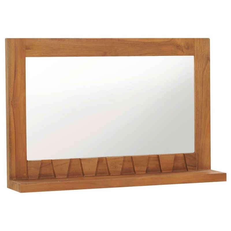 vidaXL Spiegel Wandspiegel mit Regal 60×12×40 cm Teak Massivholz (1-St)