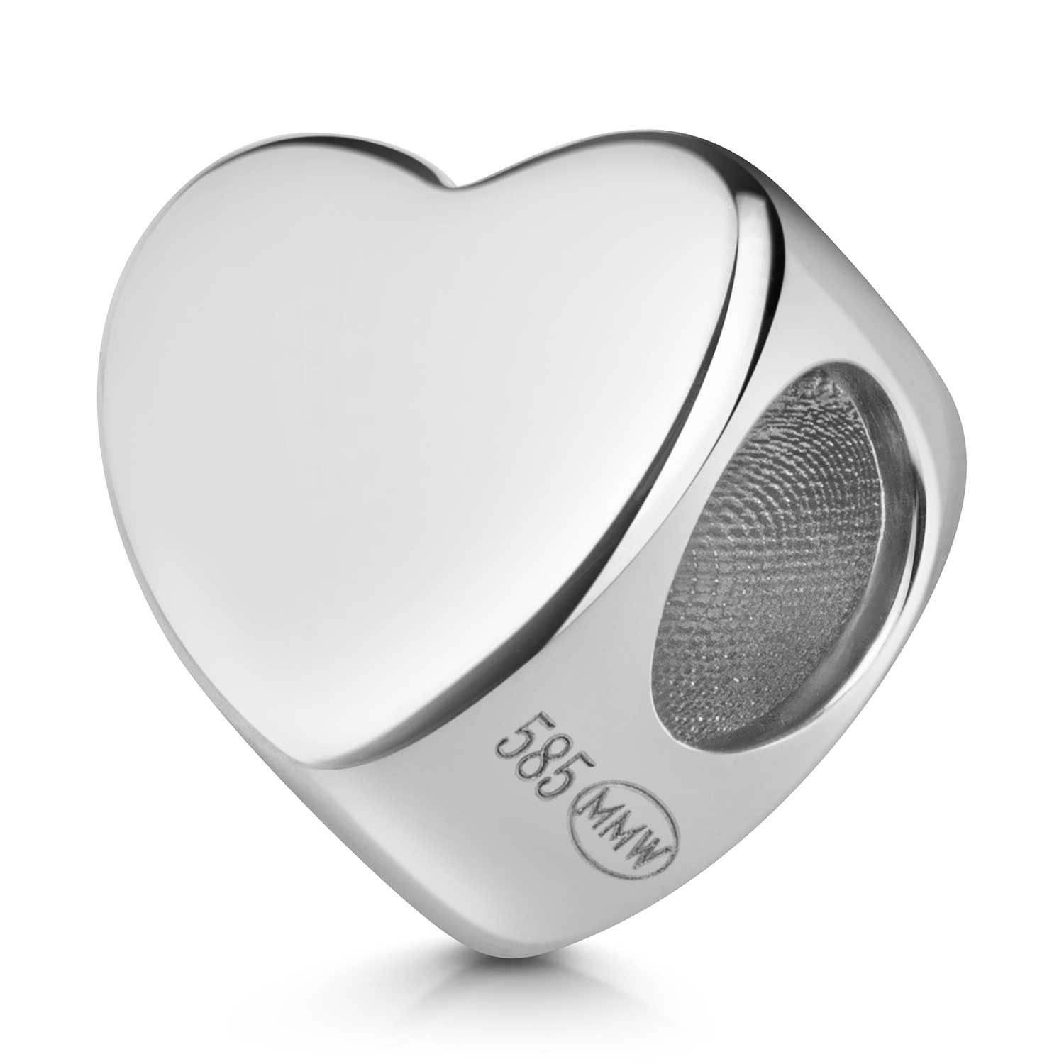 Materia Bead Herz Liebe Weißgold klassisch 814, 585 Weißgold