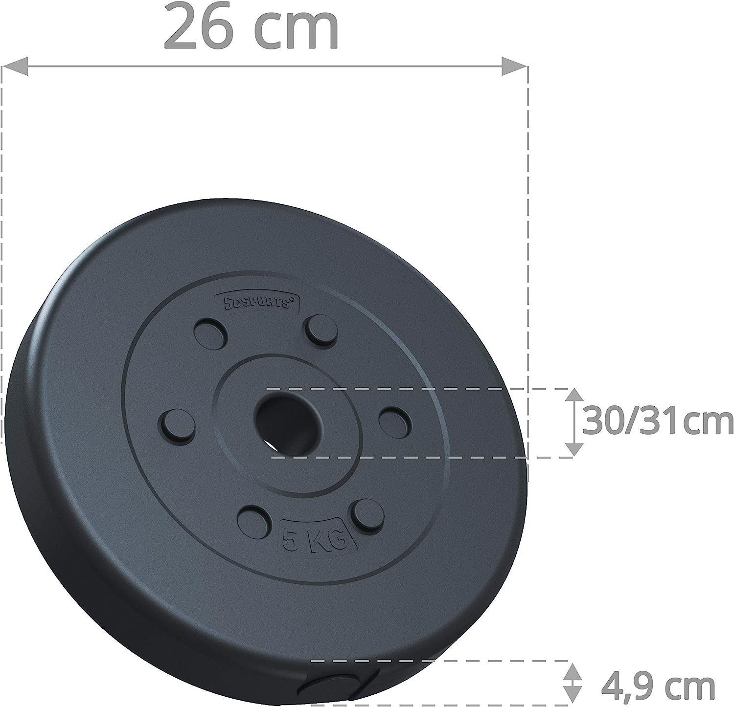 Ø Gewichte, Kunststoff Gewichtsscheiben 30mm (10002550-tlg) ScSPORTS® 35 kg Hantelscheiben Set