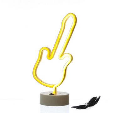 SATISFIRE LED Dekolicht LED Neonlicht GITARRE Neonschild Leuchtfigur USB Batterie 30cm, warmweiß (2100K bis 3000K)