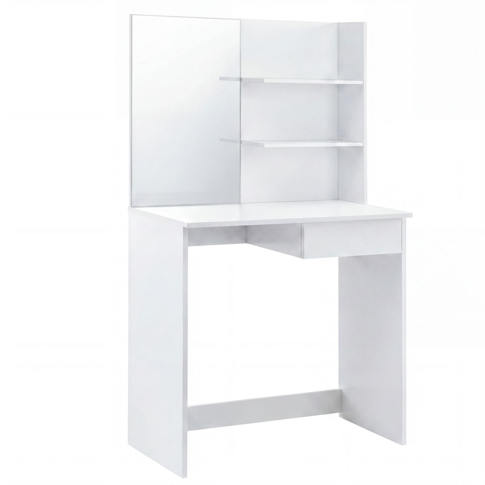 Wohnling Schminktisch WL7.831 Kosmetiktisch 75cm Frisiertisch Weiß Make-Up-Tisch Spiegel (Helle Frisierkommode für das Schlafzimmer), Kratzfeste Oberfläche dank Melaminharzbeschichtung