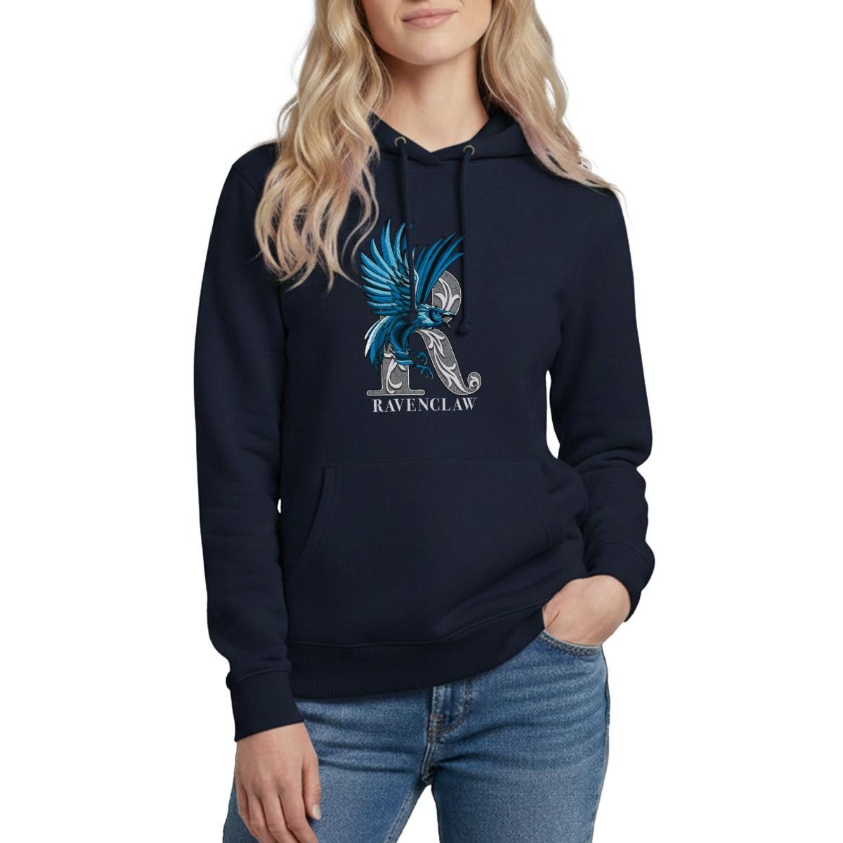 Hoodie Harry Potter Ravenclaw Silver Monochrom Damen Hoodie