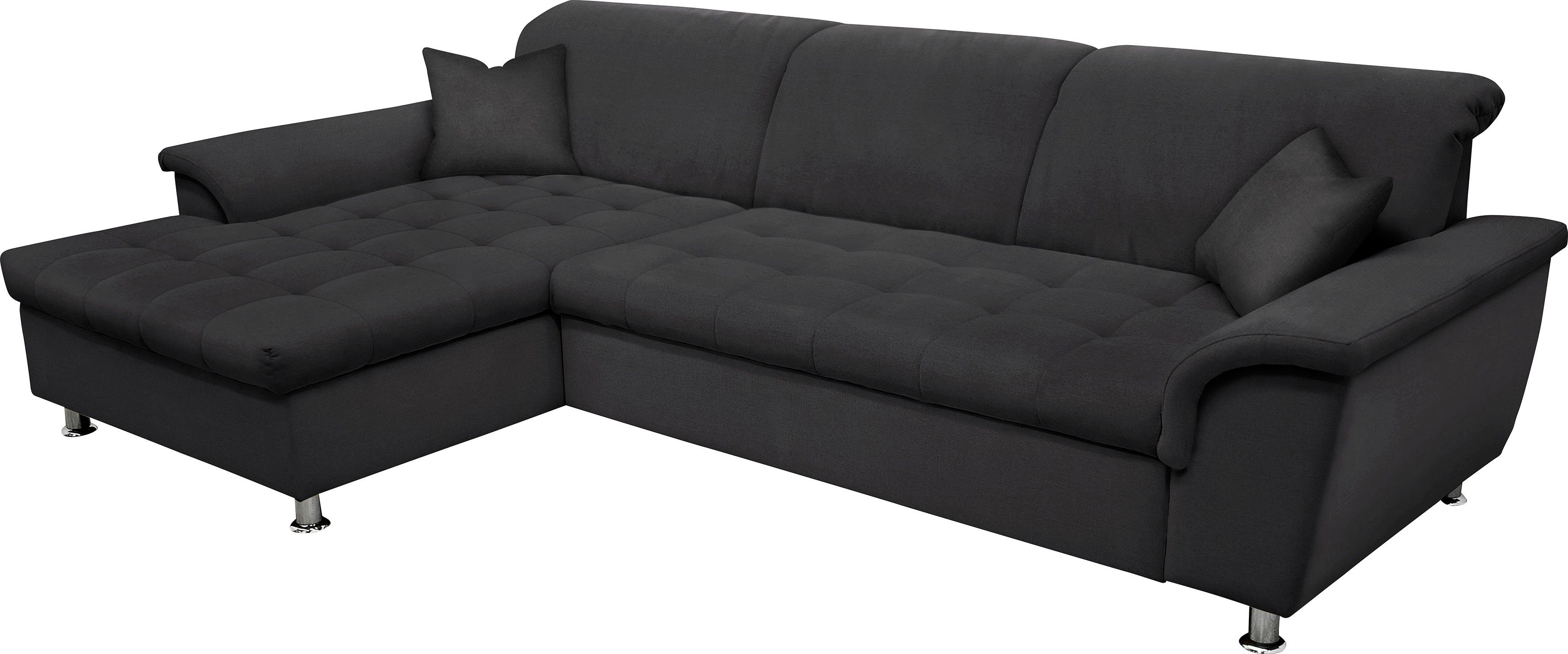 DOMO collection Ecksofa FRANZI 278x170x81 cm, Steppung im Sitzbereich, L-Form, ohne Funktion, Flachgewebe, graphite – Bild 2 von 5