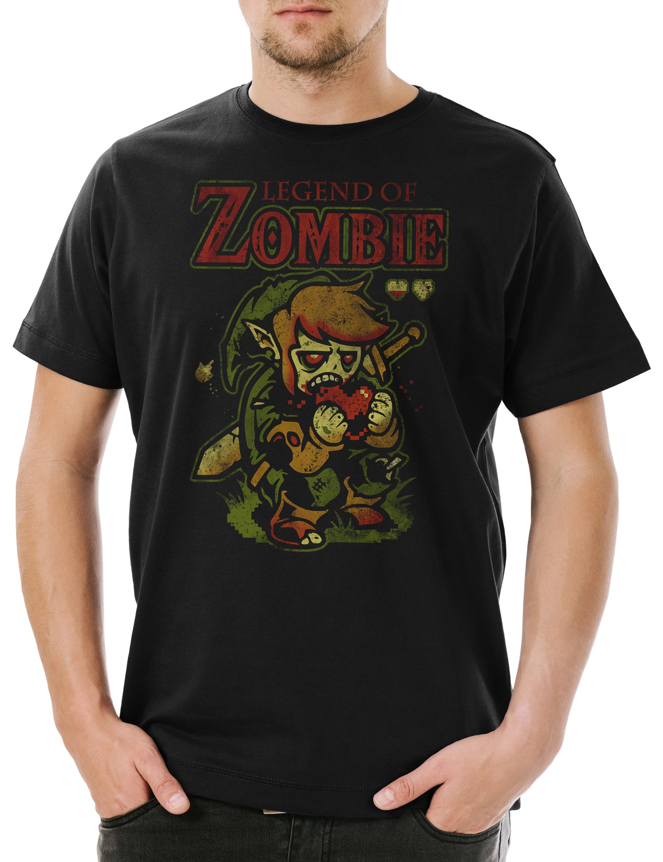 Print-Shirt Legend Of Zombie Herren T-Shirt Fun Zombie Heart Eating Brain Zelda