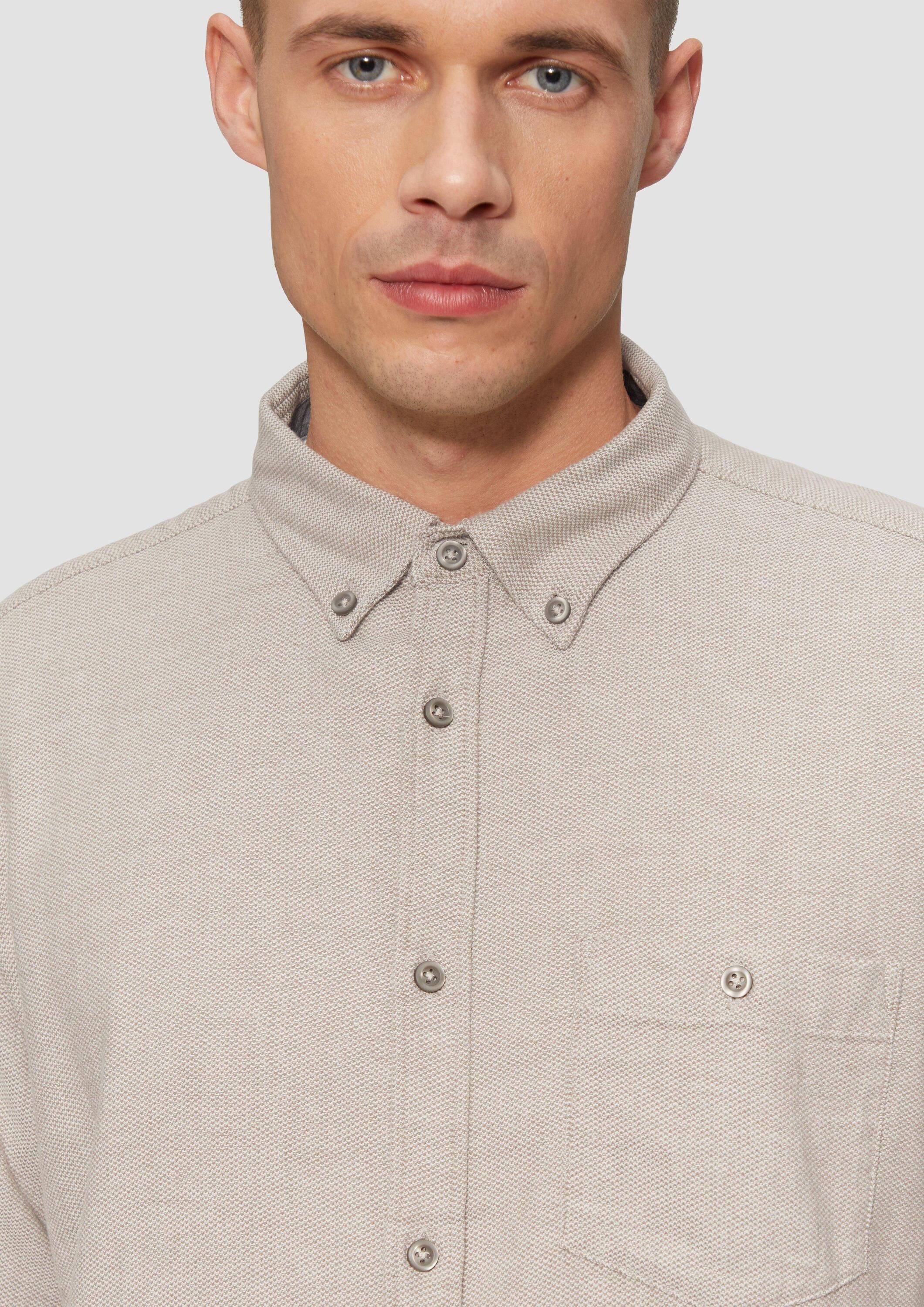 s.Oliver Langarmhemd Hemd Regular Fit: Strukturiertes Hemd mit Button-Down-Kragen