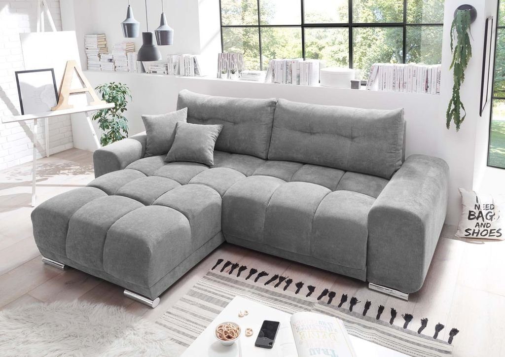 cm ED Paco Schlamm Couch (Grau-Braun) Eckcouch Ecksofa, EXCITING DESIGN Sofa Ecksofa 264x186