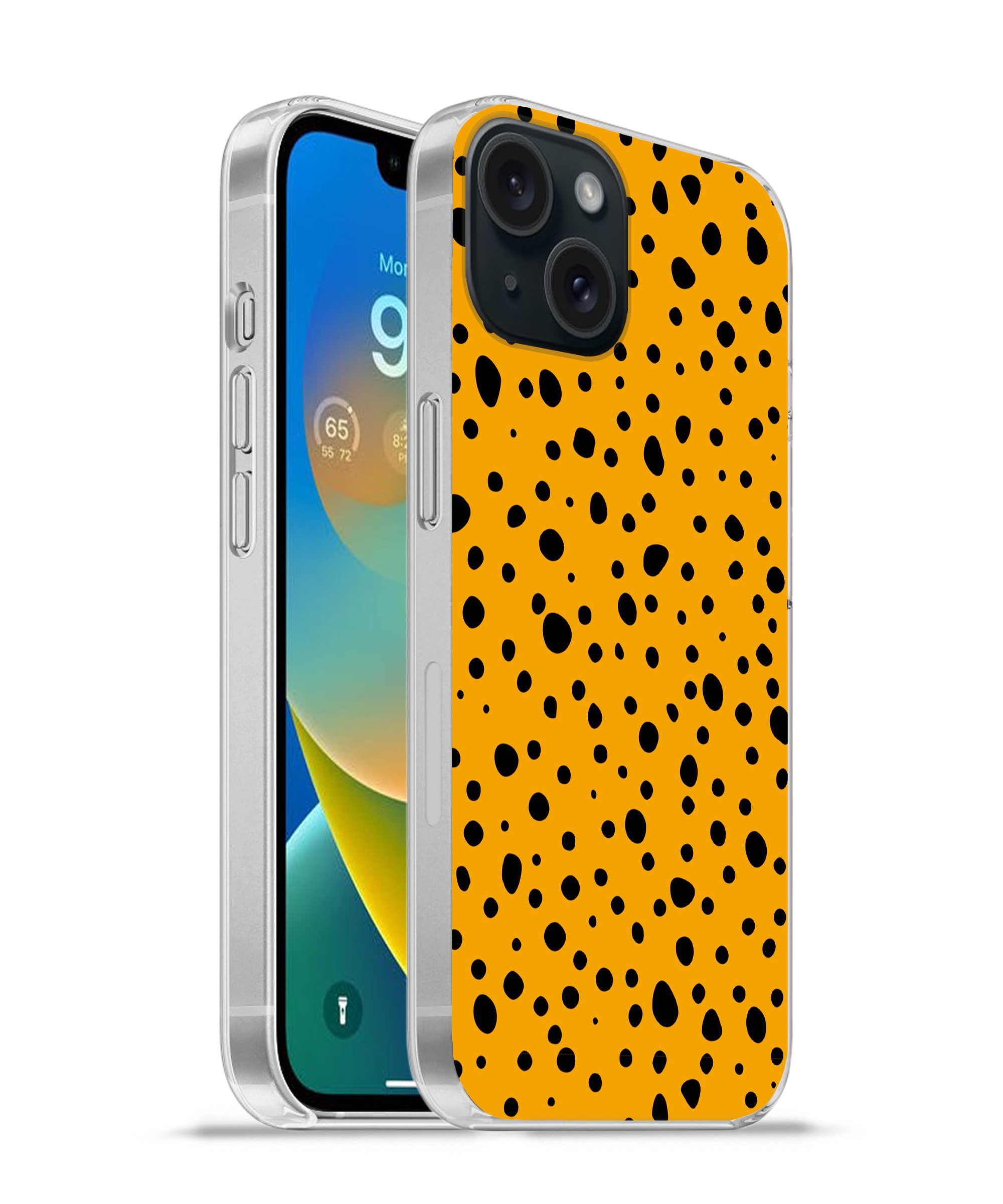 Handyhülle für Apple iPhone 15 Polka dots - Orange - Schwarz