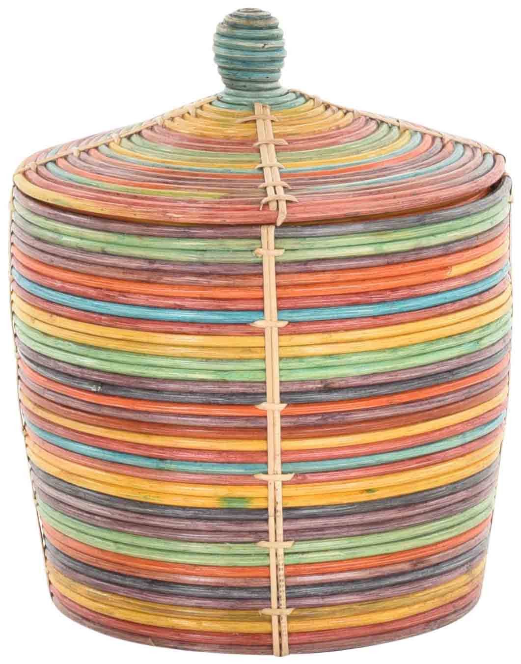 Krines Home Flechtkorb Mehrfarbiger Flechtkorb Deckelkorb Rattan Aufbewahrungskorb, Mit Deckel