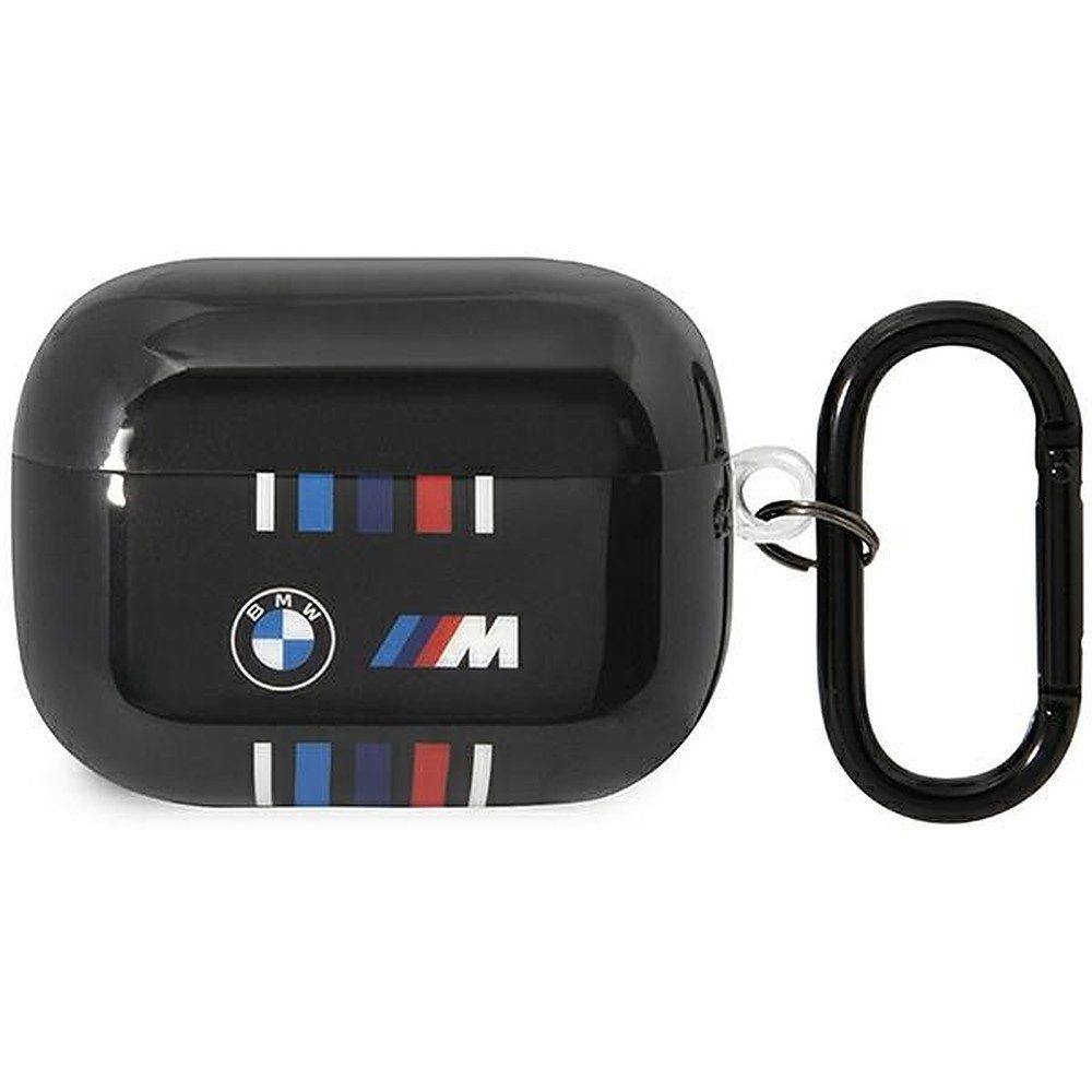 BMW Kopfhörer-Schutzhülle Ohrhörerhülle Ladeschalenschutz Karabinerhülle, TPU, Karabiner, BMW M Streifen, stoßdämpfend