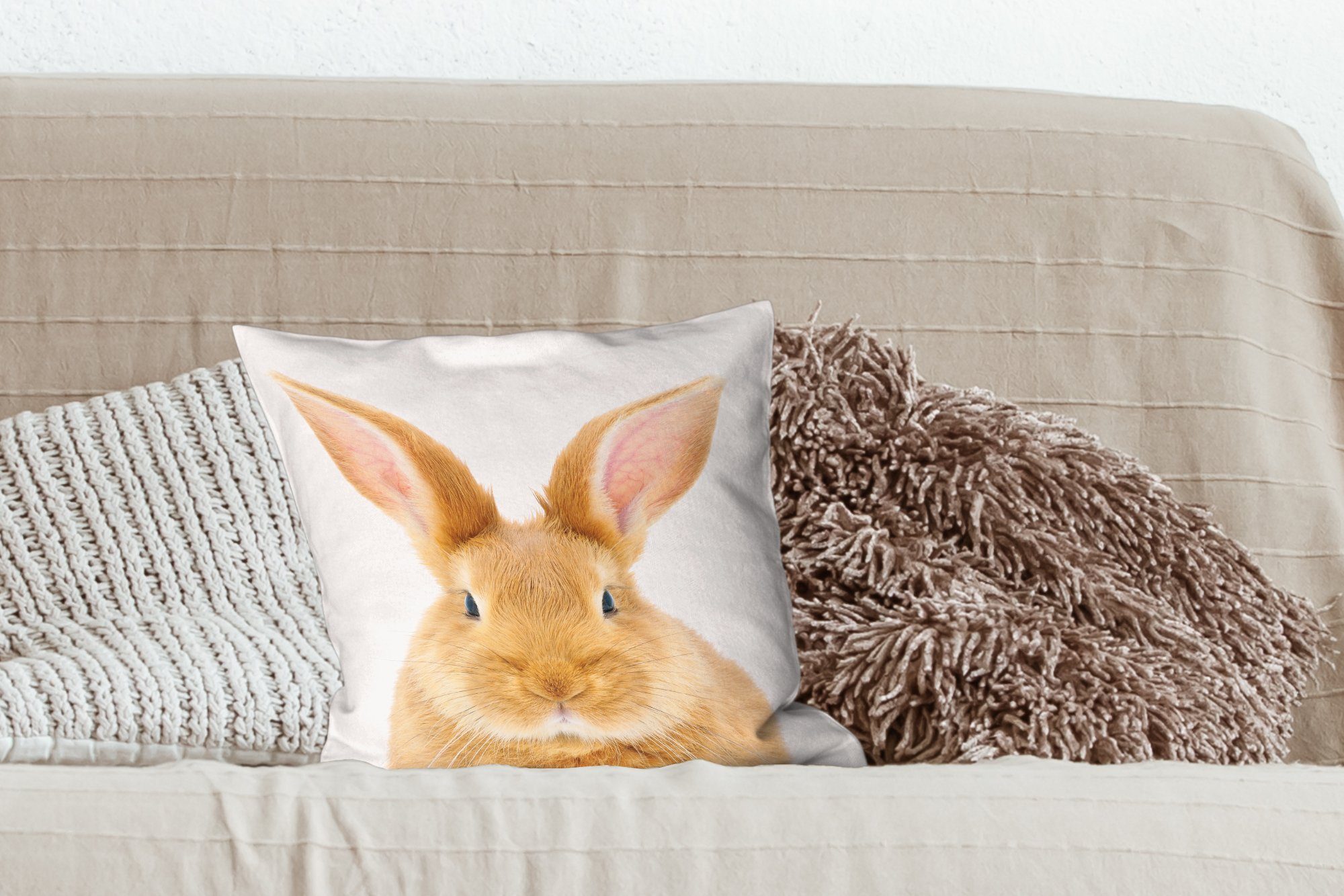 - Jungen, Sofakissen Füllung Kind Kaninchen - Dekokissen für Wohzimmer, Deko, mit Zierkissen - Mädchen Schlafzimmer, Kinder - MuchoWow