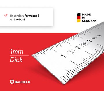 BAUHELD Lineal Stahlmaßstab, 150mm 300mm [EG-1] - Stahllineal mit INCH und CM [Made in Germany]