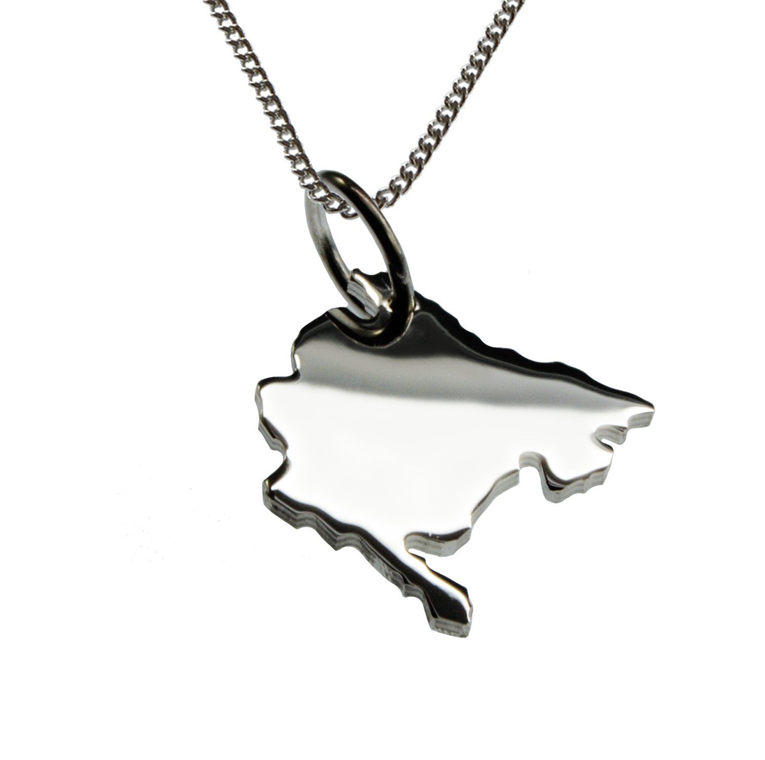 Kette mit Anhänger 50cm Halskette + Montenegro Anhänger in massiv 925 Silber