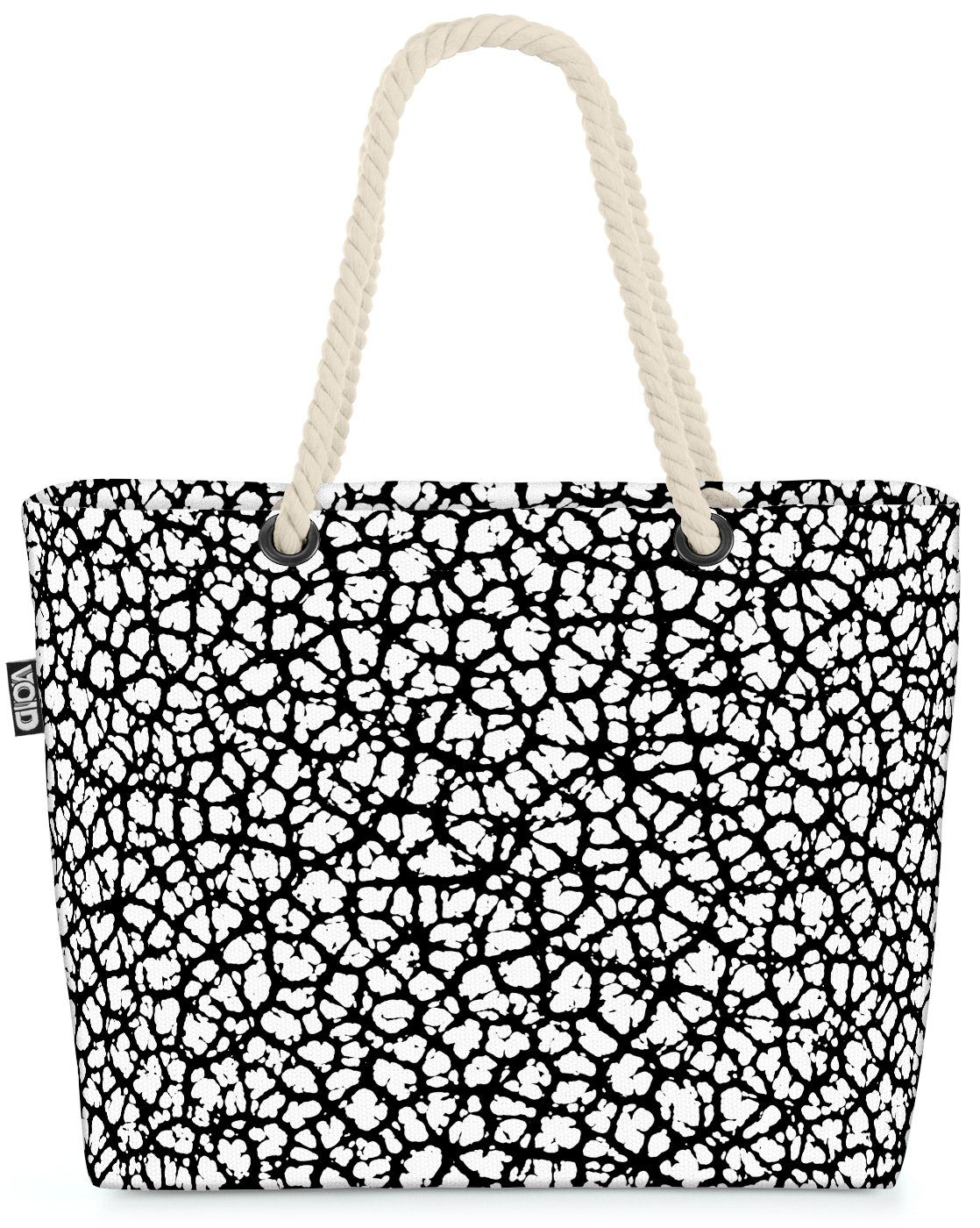 VOID Strandtasche Beach Tarnung abstrakt Natur Punkte Grafik Weiss Muster gemustert Schwarz Bag (1-tlg)