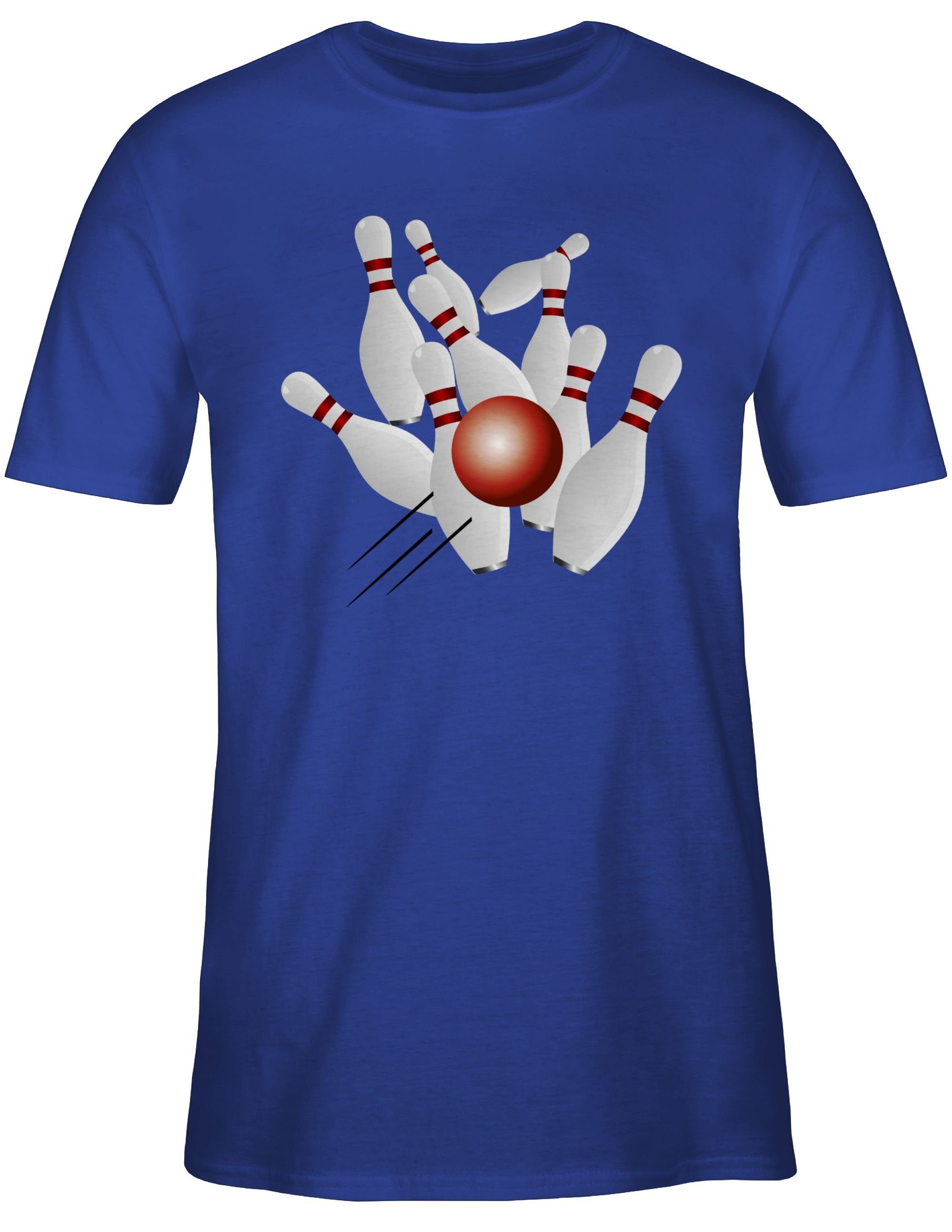 Shirtracer T-Shirt Kegeln alle 9 Kegeln Kegeln Royalblau Bowling & 1 Kugel