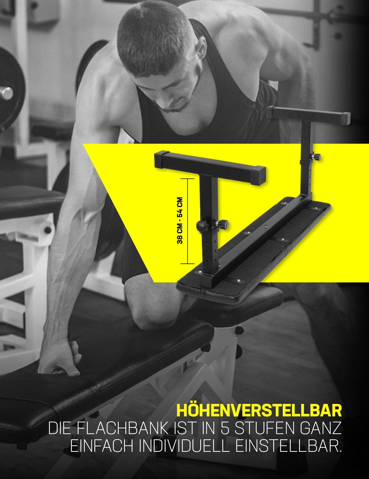 Sportinator Trainingsbank verstellbare Flachbank, stabile Konstruktion für vielseitige Trainingsmöglichkeiten