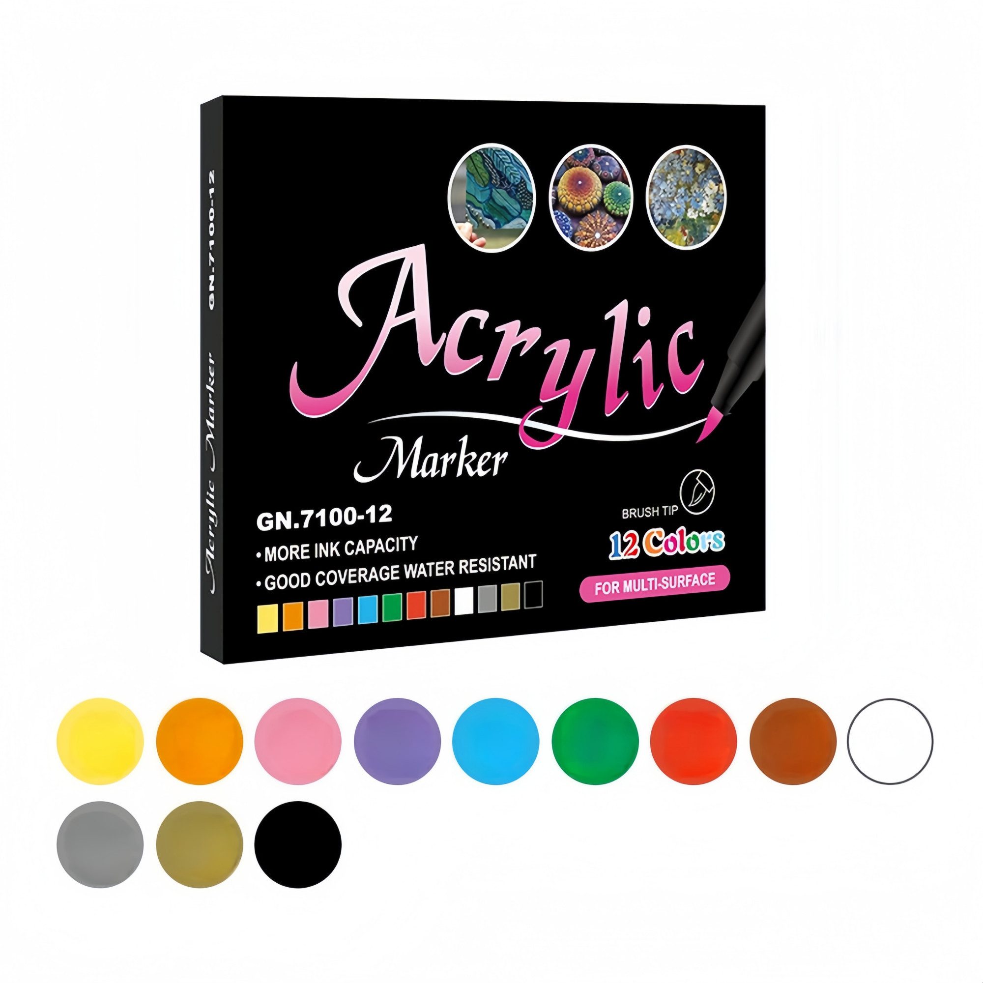 FOUORTUNATE-BEE Lackmarker Acrylmarker Set wasserfest für Stein, Glas, Papier & DIY, (12-tlg), Acrylstifte Set für Kinder, Ostern, Weihnachten & Basteln