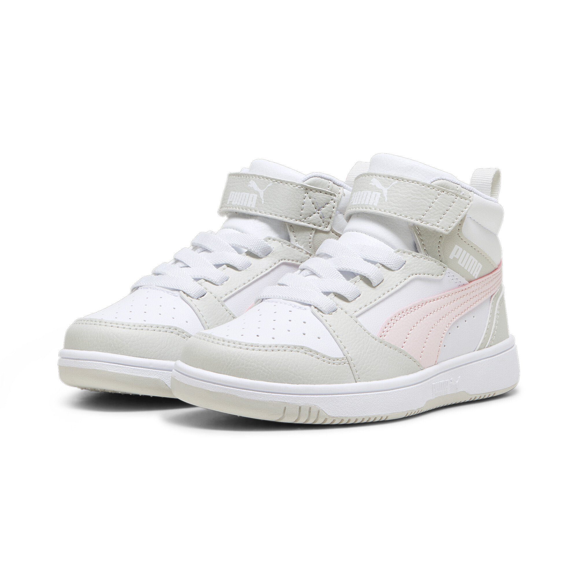 PUMA Rebound V6 Mid Sneakers Sneaker White Frosty Pink Sedate Gray