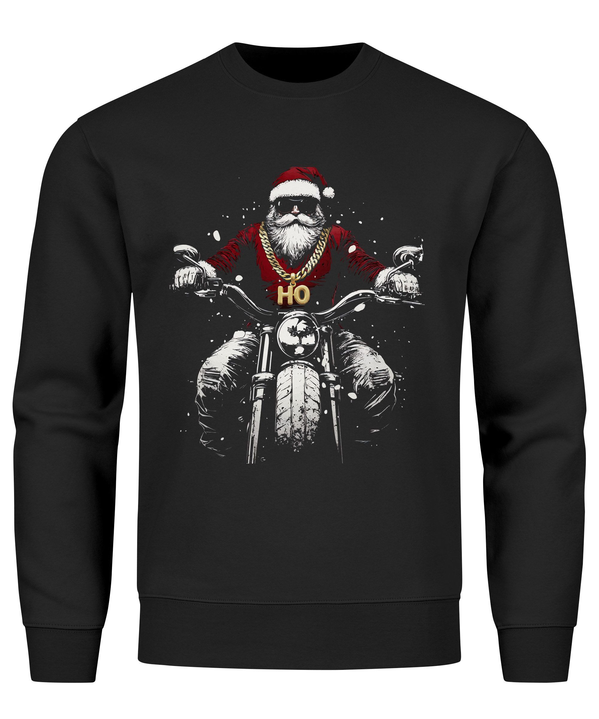 Neverless Sweatshirt Sweatshirt Herren Weihnachten Bad Santa Biker Motorrad günstig online kaufen