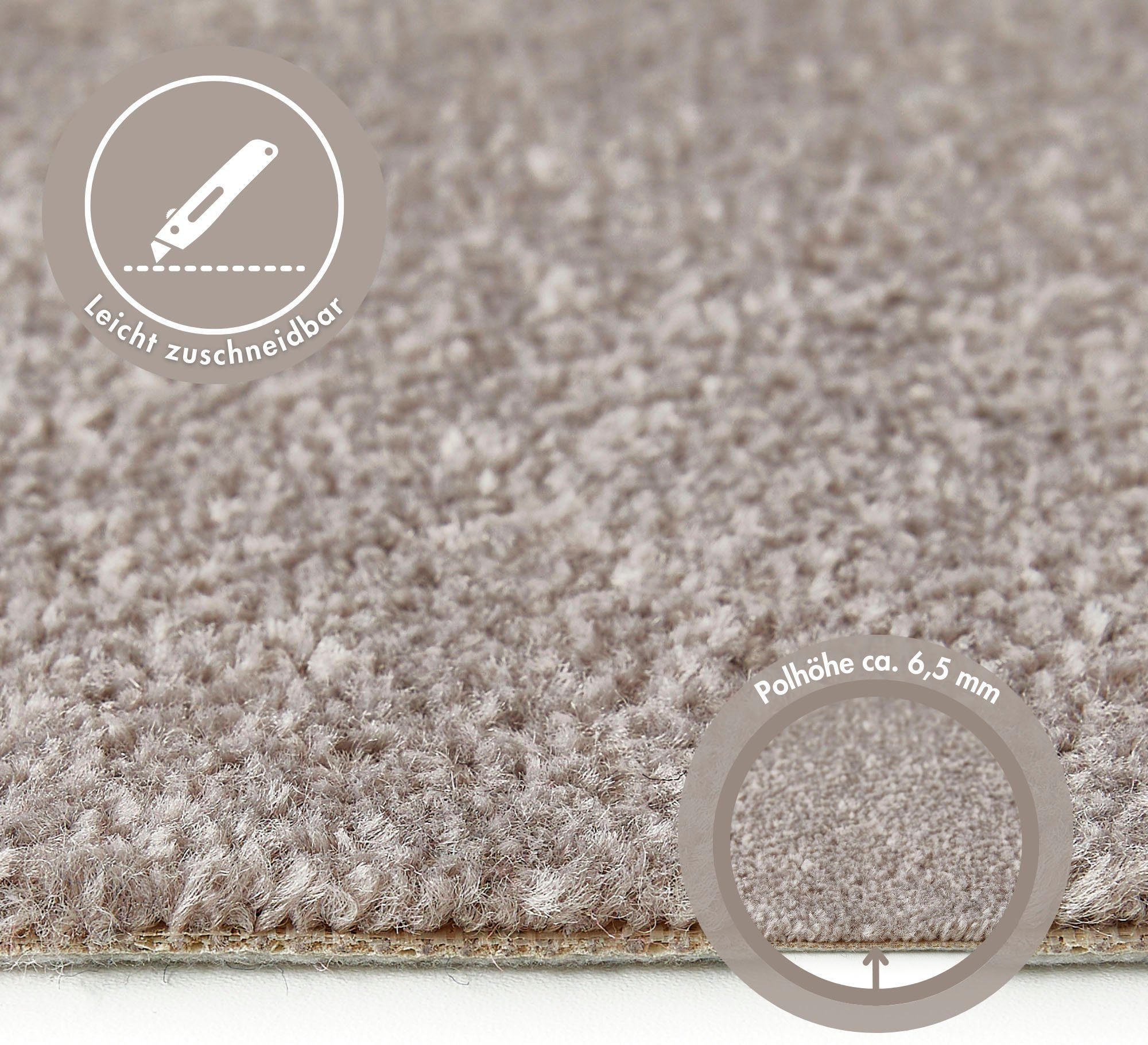 Andiamo Teppichboden Ines, Kräuselvelours, Gesamthöhe 8,5 mm, Luxusklasse LC2, rechteckig, Uni Farben, Breite 400 cm, strapazierfähig & pflegeleicht