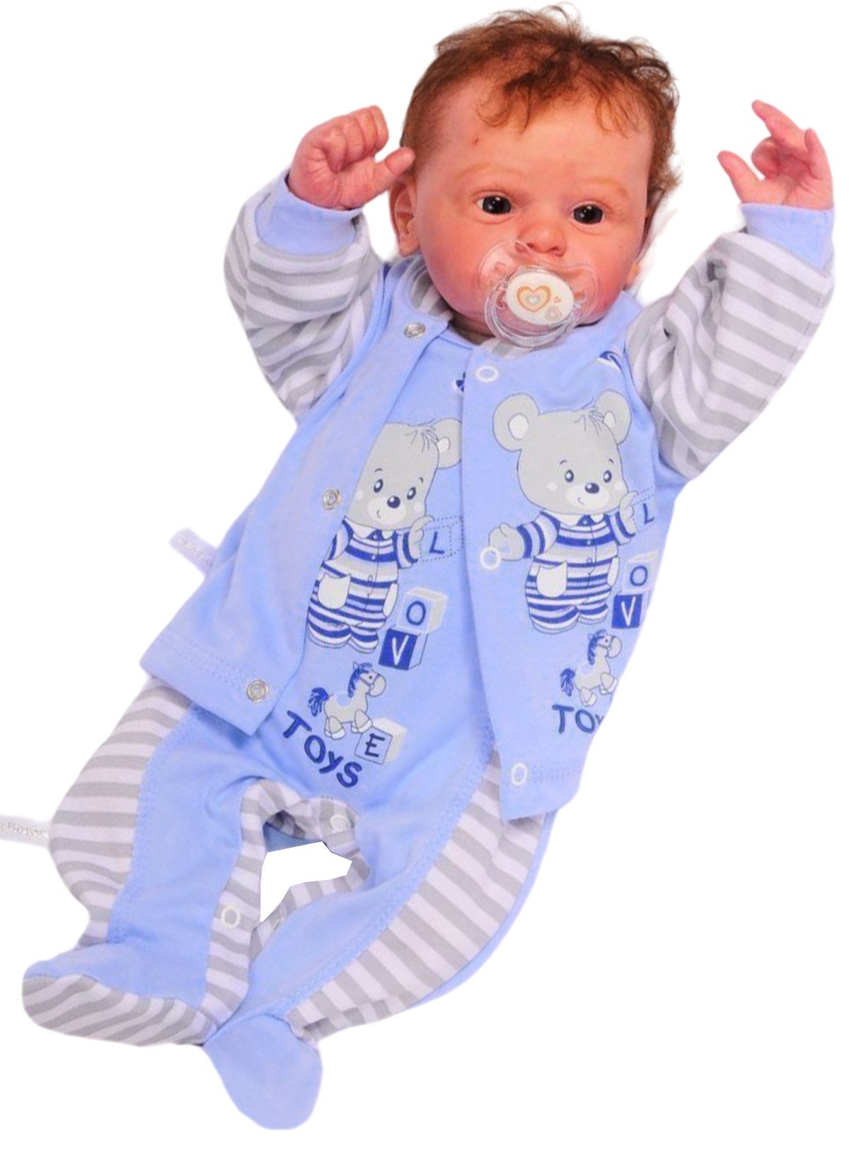 Strampler Strampler und Hemdchen Set Baby Anzug mit Bärchen Aufdruck