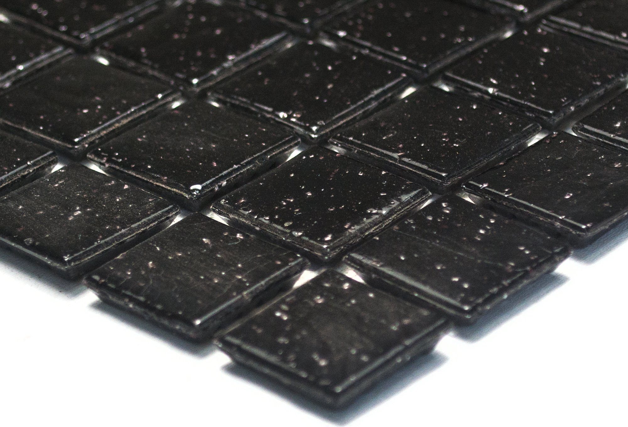 Mosani Bodenfliese BAD Schwarz Küchenwand Mosaikfliese Spots Dusche WAND Glasmosaik