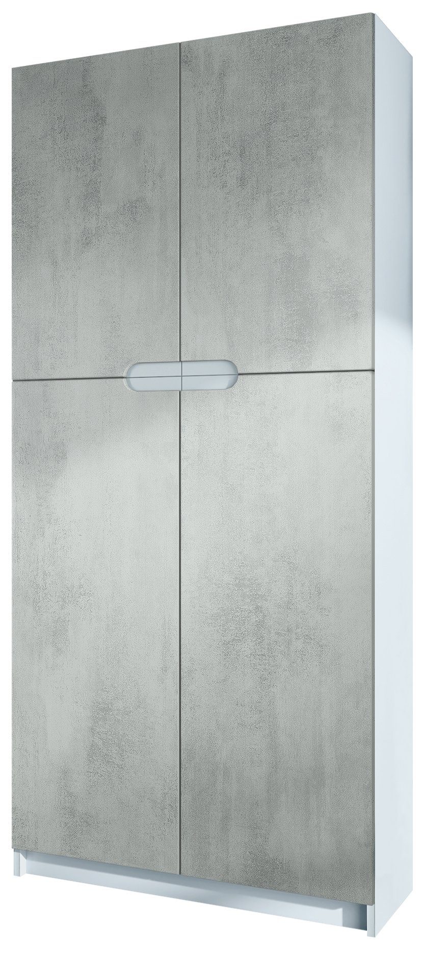 Vladon Aktenschrank Logan (Aktenschrank, mit 5 Fächern und 4 Türen) Weiß matt/Beton Oxid-Optik (82 x 185 x 37 cm) Fronten in Beton Oxid Optik | Aktenschränke