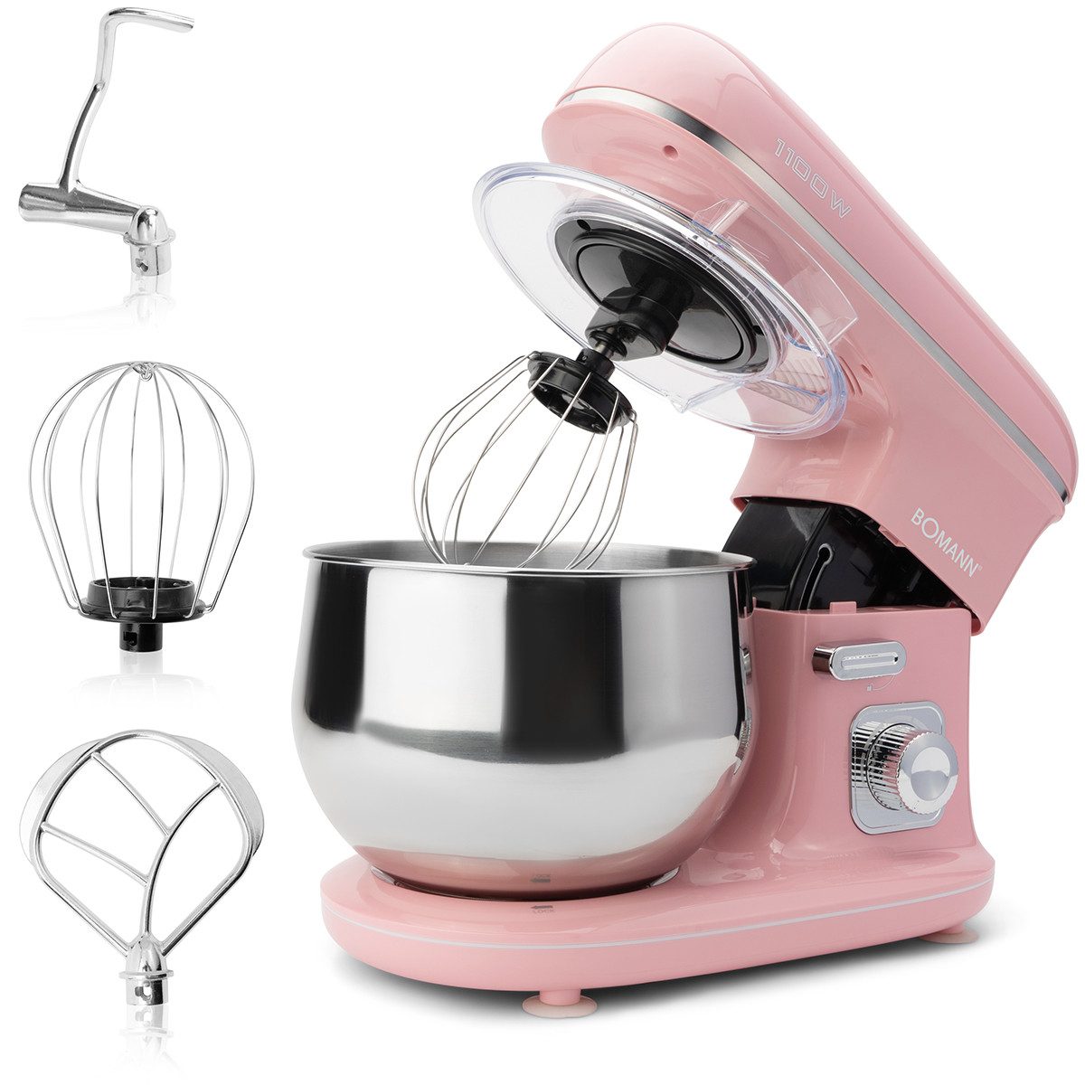 BOMANN Küchenmaschine KM 6030 CB pink, Küchenmaschine 1100 Watt, Knetmaschine 5 Liter