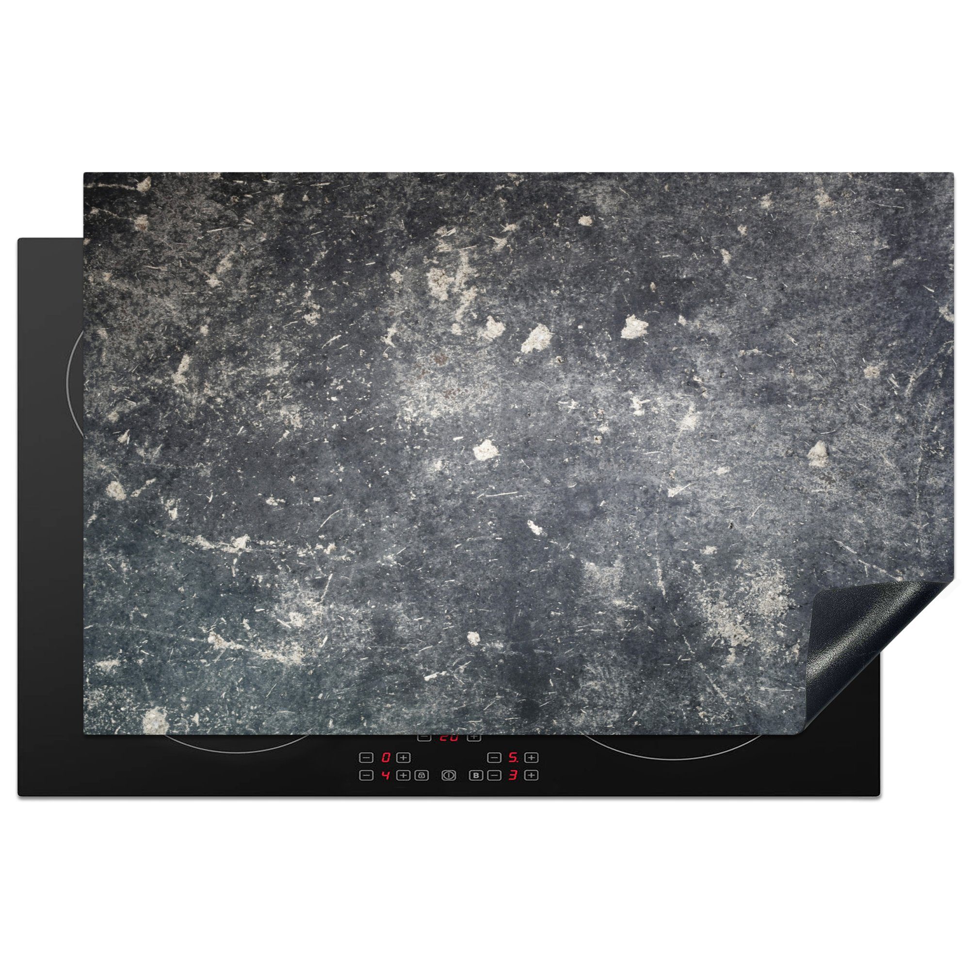 MuchoWow Herdblende-/Abdeckplatte Grau - Wand (1 Schutz küche, tlg), - 81x52 Induktionskochfeld Wandfarbe, Vinyl, für cm, die Ceranfeldabdeckung