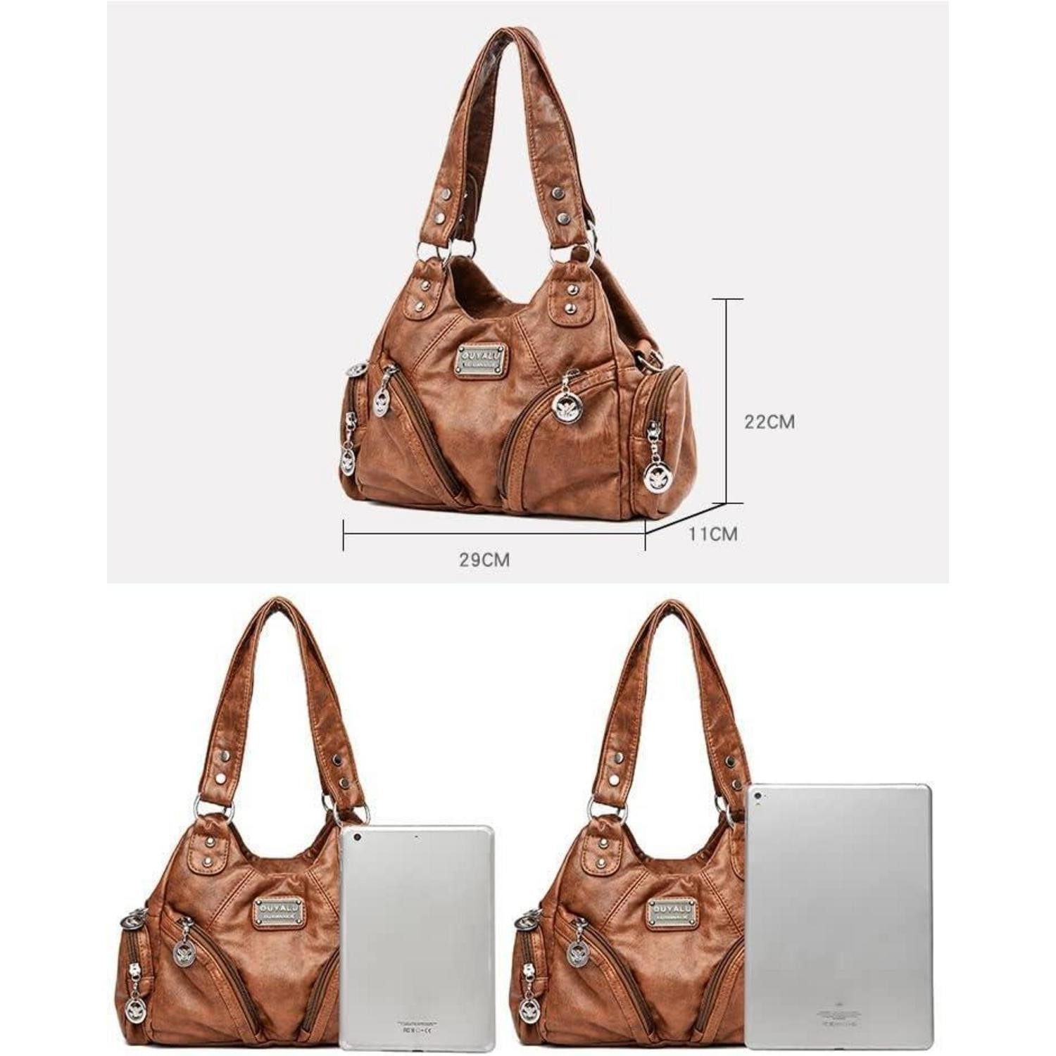 LuxusKollektion Handtasche Damenhandtasche PU-Leder Hobo Vintage Schultertasche Henkeltasche Grau