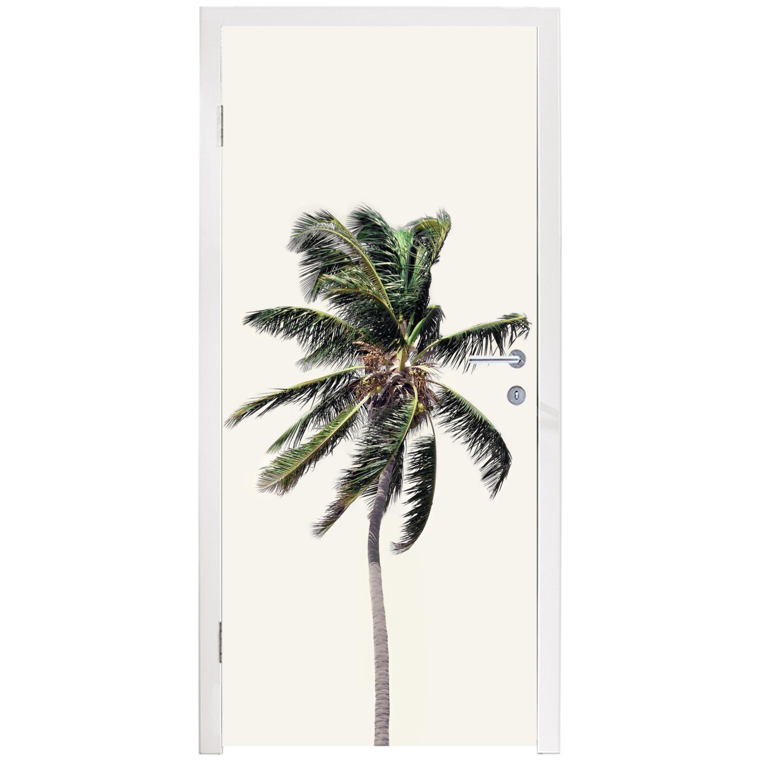 Fototapete Blätter, Palme - cm - Natur Türaufkleber, - 75x205 (1 MuchoWow Tür, Türtapete für Matt, bedruckt, Grün St),