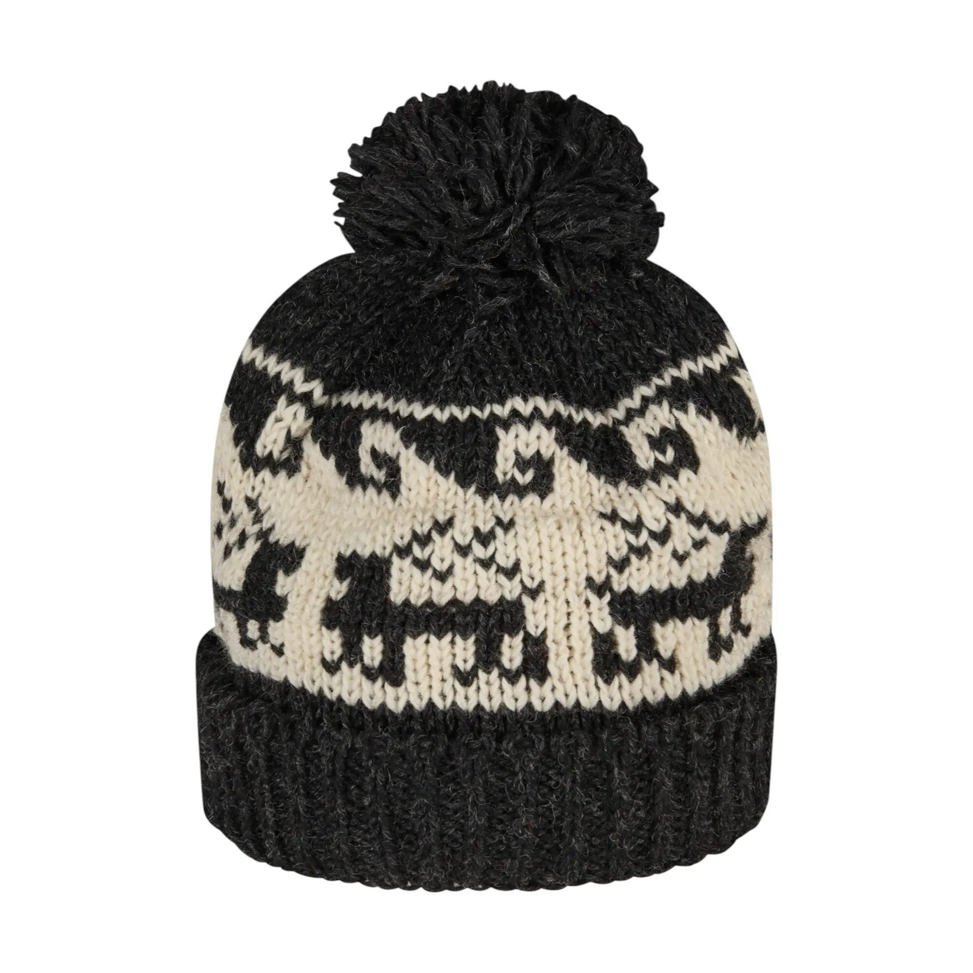 THC Natural Line Bommelmütze THC Schafwoll Pudelmütze 606 Rentier schwarz (1 Stück, 1-St., 1 Stück) Innenfutter: Fleece