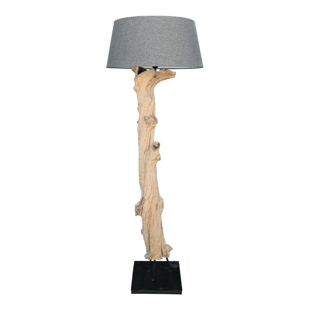 dasmöbelwerk Stehlampe Wurzelholz Standlampe Treibholz Handarbeit Teak Holz mit Lampenschirm, LED wechselbar, jede Lampe ist dank individueller Formgebung ein Unikat