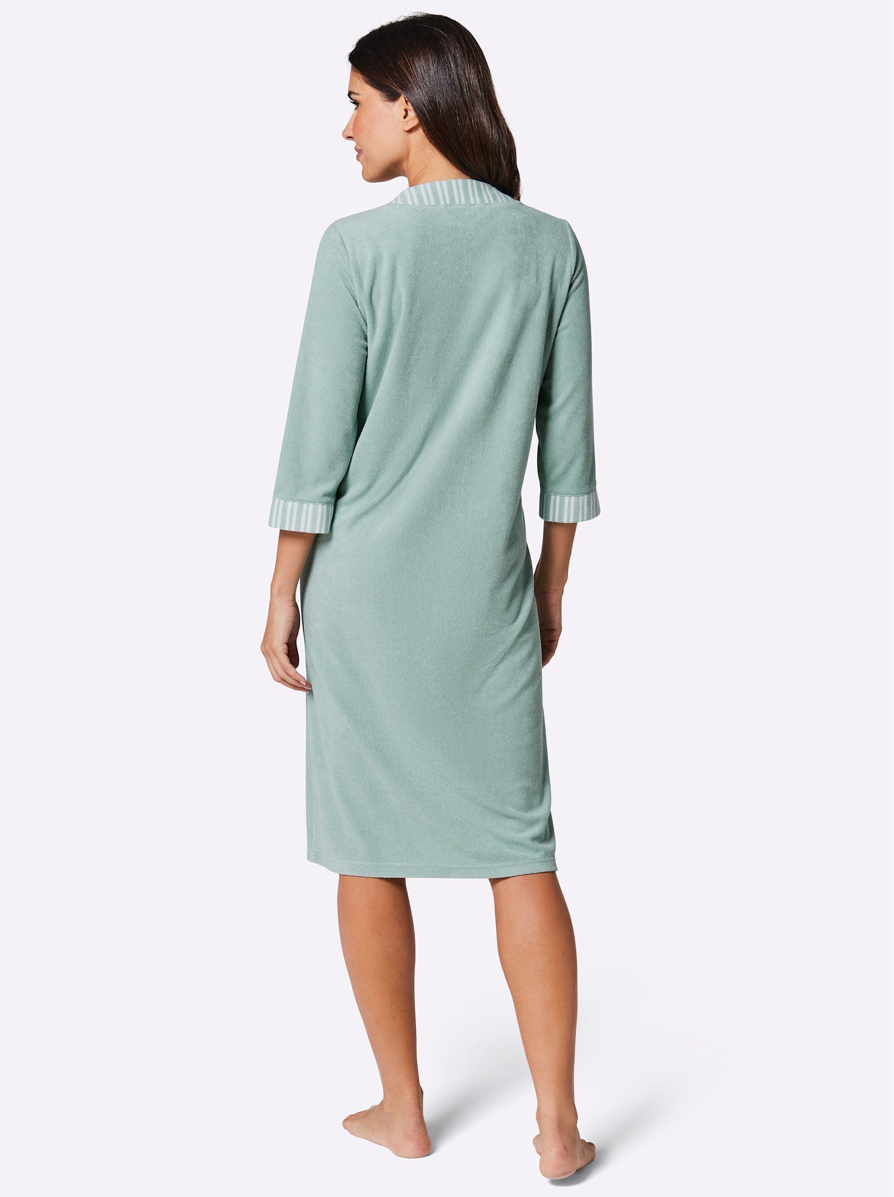 Witt Damenbademantel Bademantel 3/4-Arm, Baumwolle, Knopfleiste